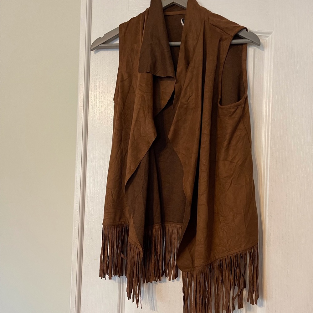 Brown fringe vest